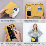 Geldbörse mit RFID-Schutz & 2 Hauptfächer zum Umhängen (Genarbt)