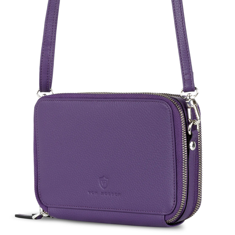 Geldbörse mit RFID-Schutz & 2 Hauptfächer zum Umhängen (Genarbt)