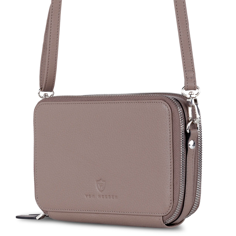 Geldbörse mit RFID-Schutz & 2 Hauptfächer zum Umhängen (Genarbt)