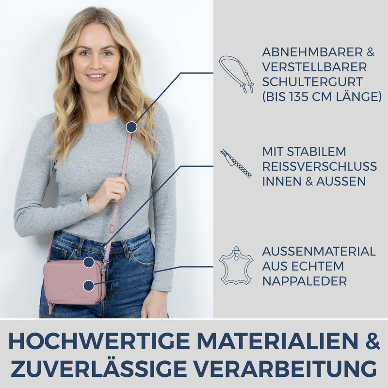 Geldbörse mit RFID-Schutz & 2 Hauptfächer zum Umhängen (Genarbt)