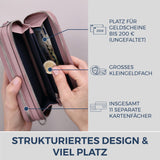 Geldbörse mit RFID-Schutz & 2 Hauptfächer zum Umhängen (Genarbt)