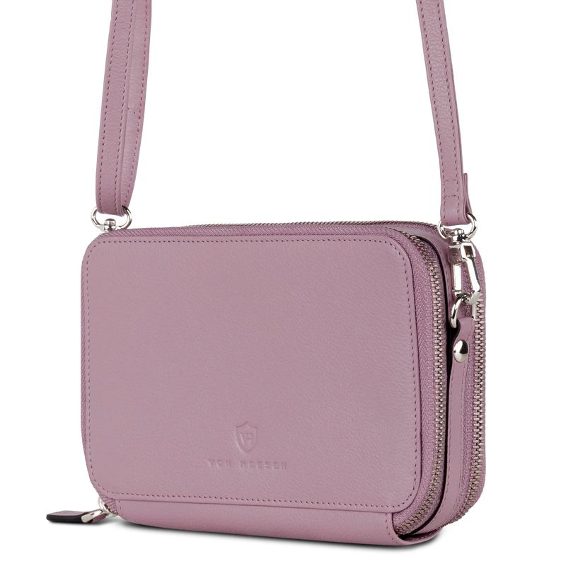 Geldbörse mit RFID-Schutz & 2 Hauptfächer zum Umhängen (Genarbt)