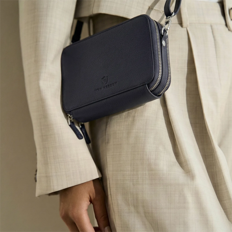 Geldbörse mit RFID-Schutz & 2 Hauptfächer zum Umhängen (Genarbt)