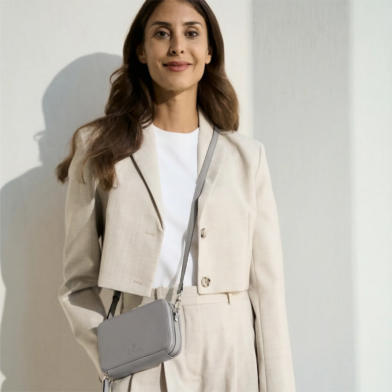 Geldbörse mit RFID-Schutz & 2 Hauptfächer zum Umhängen (Genarbt)