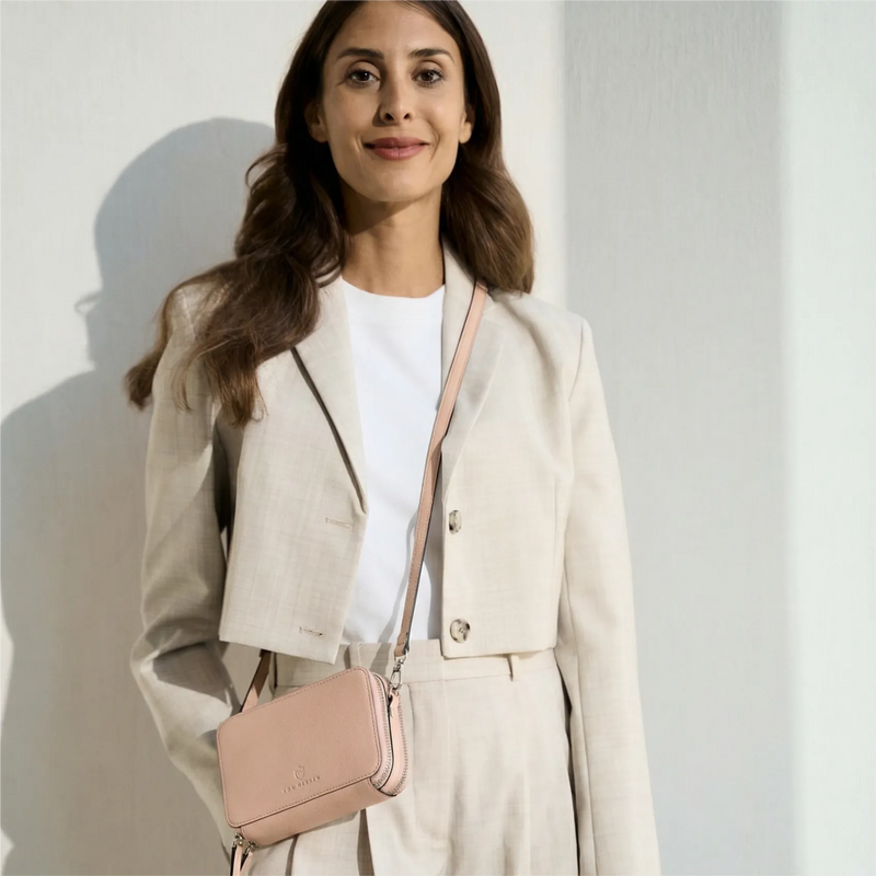 Geldbörse mit RFID-Schutz & 2 Hauptfächer zum Umhängen (Genarbt)