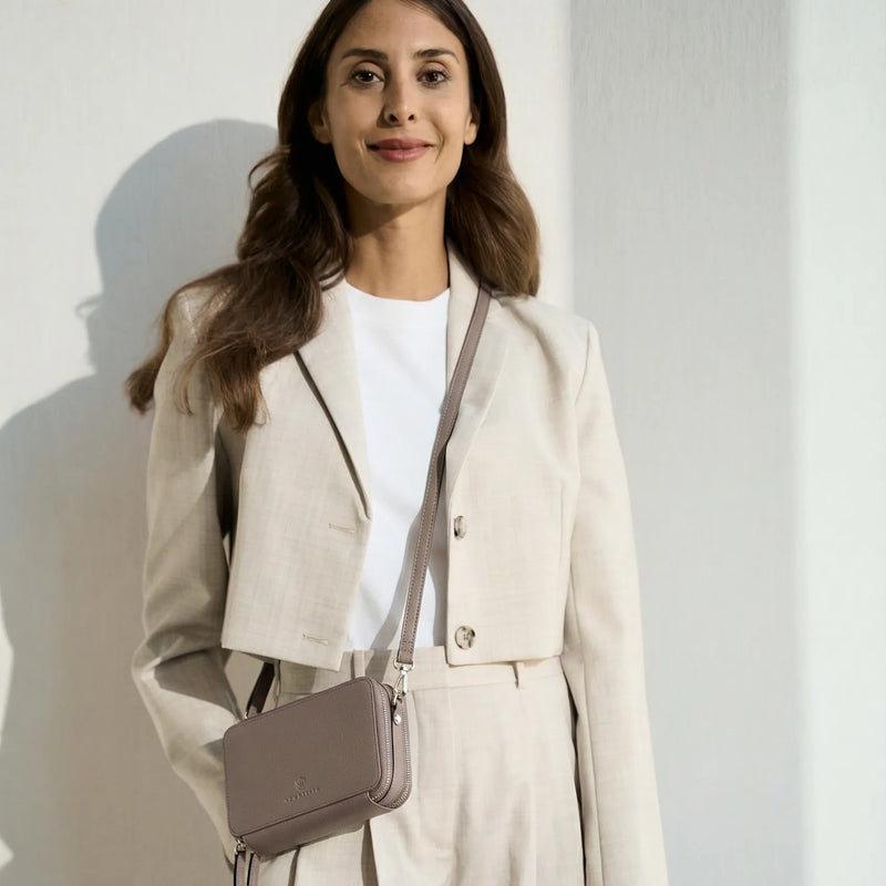 Geldbörse mit RFID-Schutz & 2 Hauptfächer zum Umhängen (Genarbt)