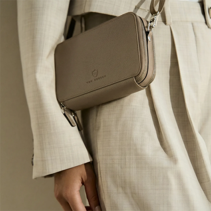 Geldbörse mit RFID-Schutz & 2 Hauptfächer zum Umhängen (Genarbt)