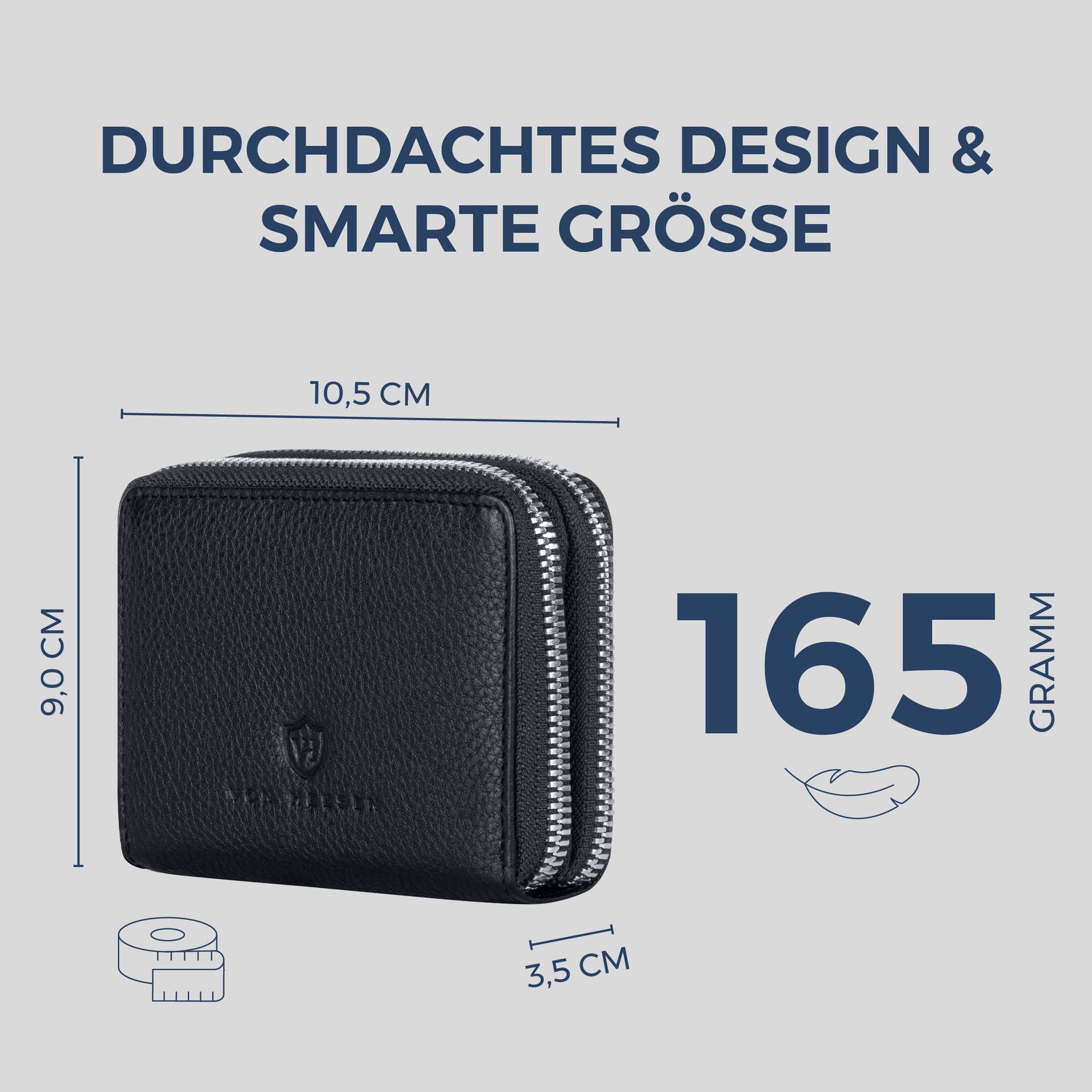 Mini-Geldbörse mit RFID-Schutz und 2 Hauptfächern (Genarbt)