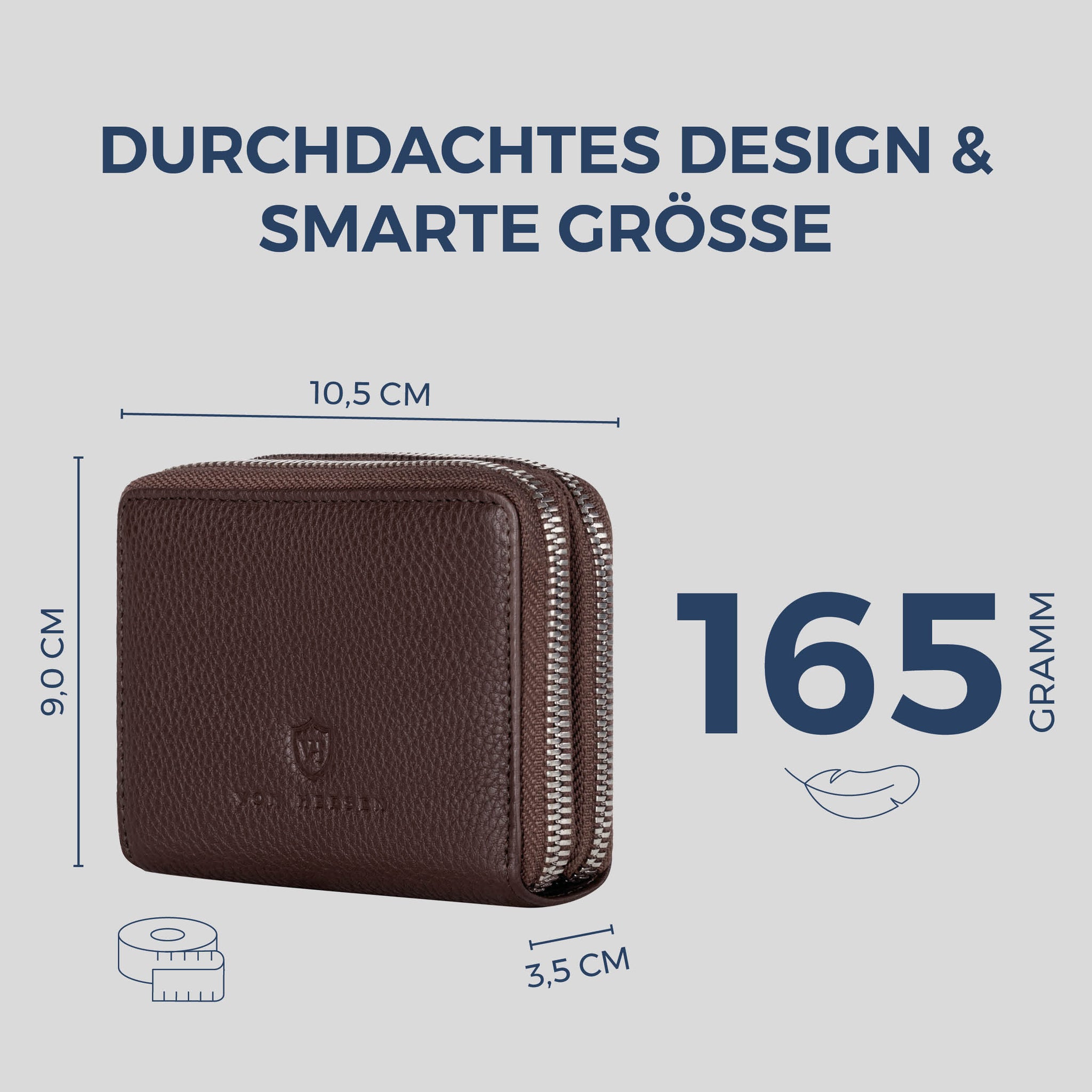 Mini-Geldbörse mit RFID-Schutz und 2 Hauptfächern (Genarbt)