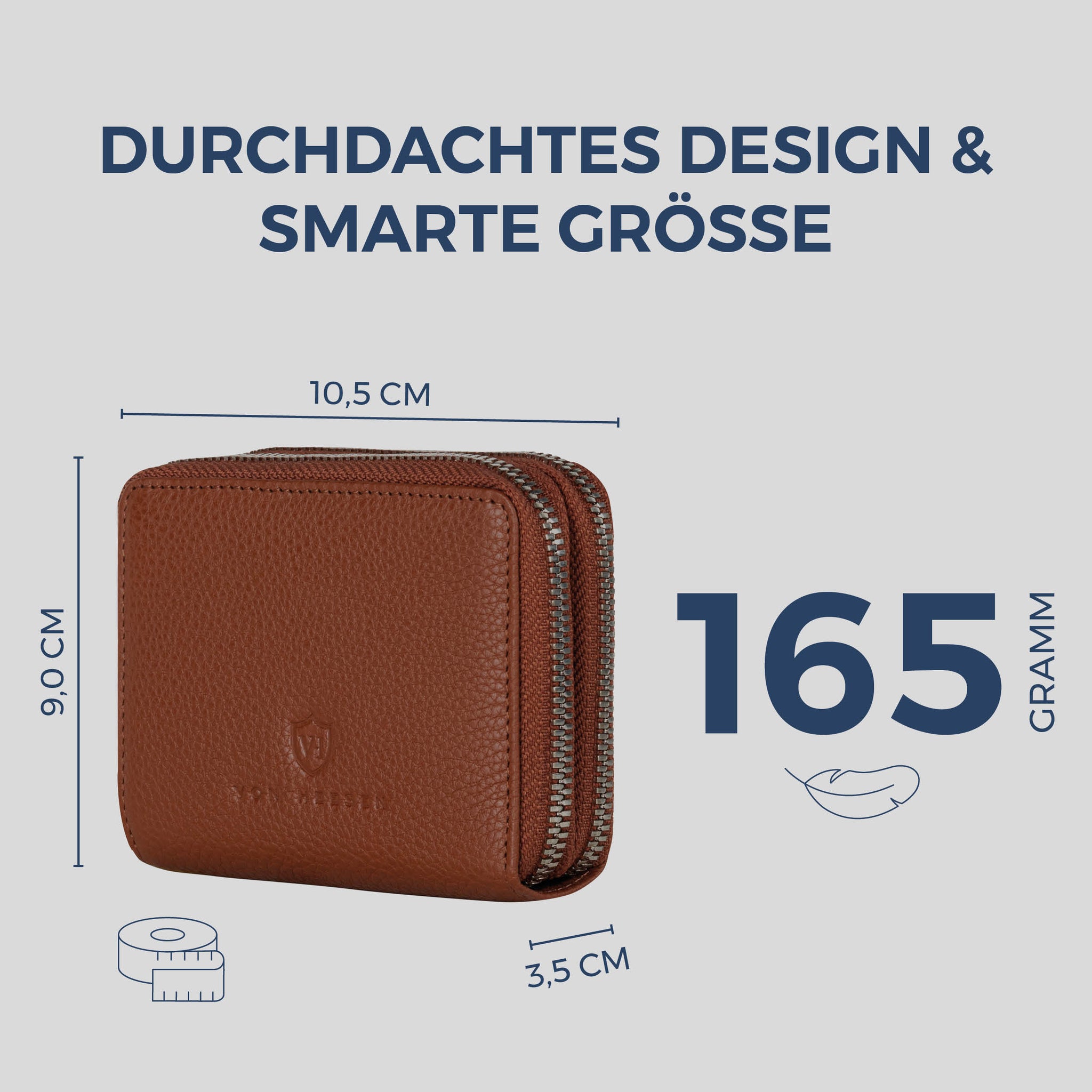 Mini-Geldbörse mit RFID-Schutz und 2 Hauptfächern (Genarbt)