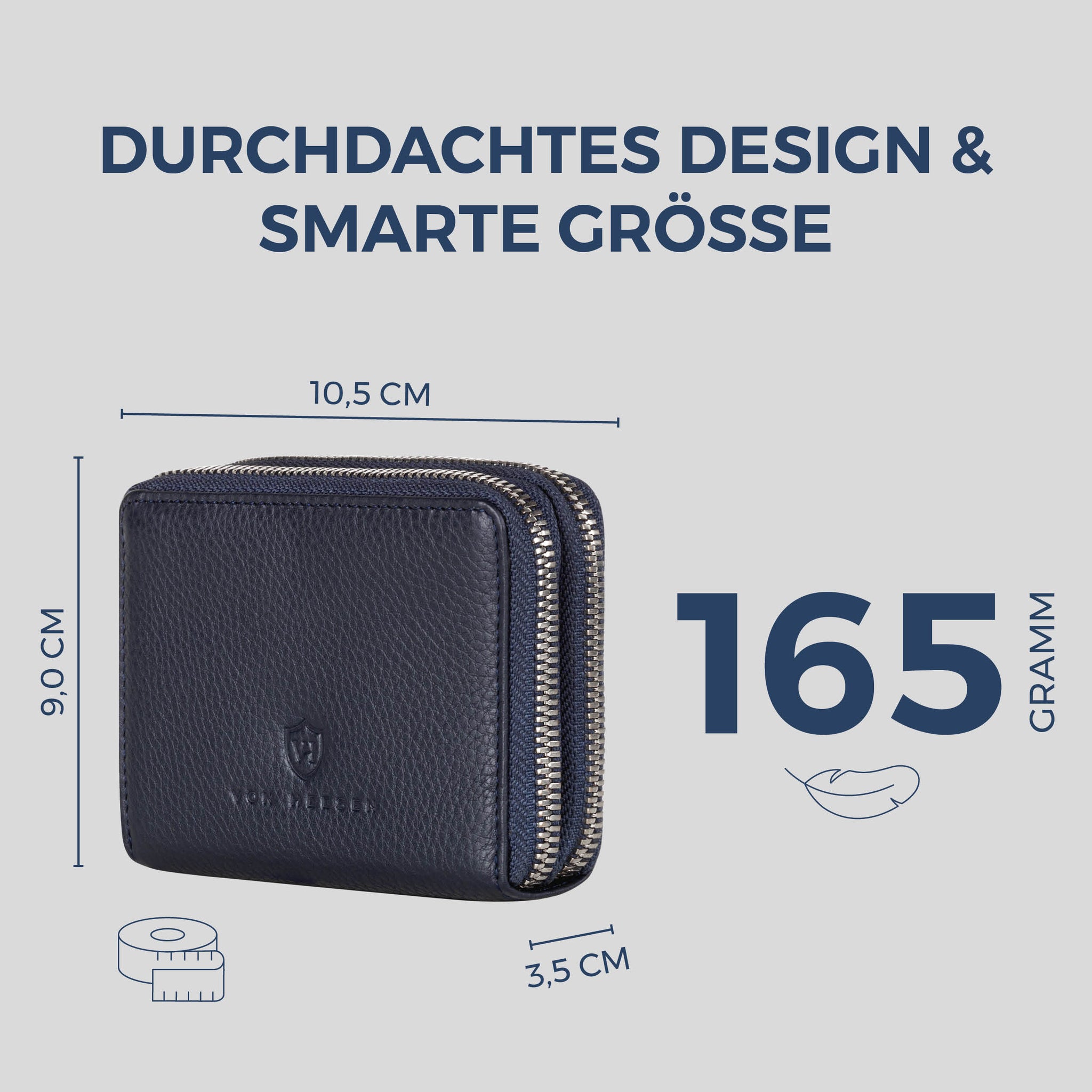 Mini-Geldbörse mit RFID-Schutz und 2 Hauptfächern (Genarbt)