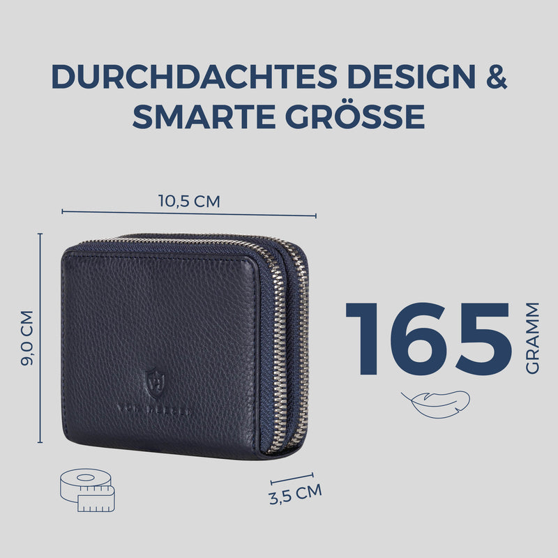 Mini-Geldbörse mit RFID-Schutz und 2 Hauptfächern (Genarbt)