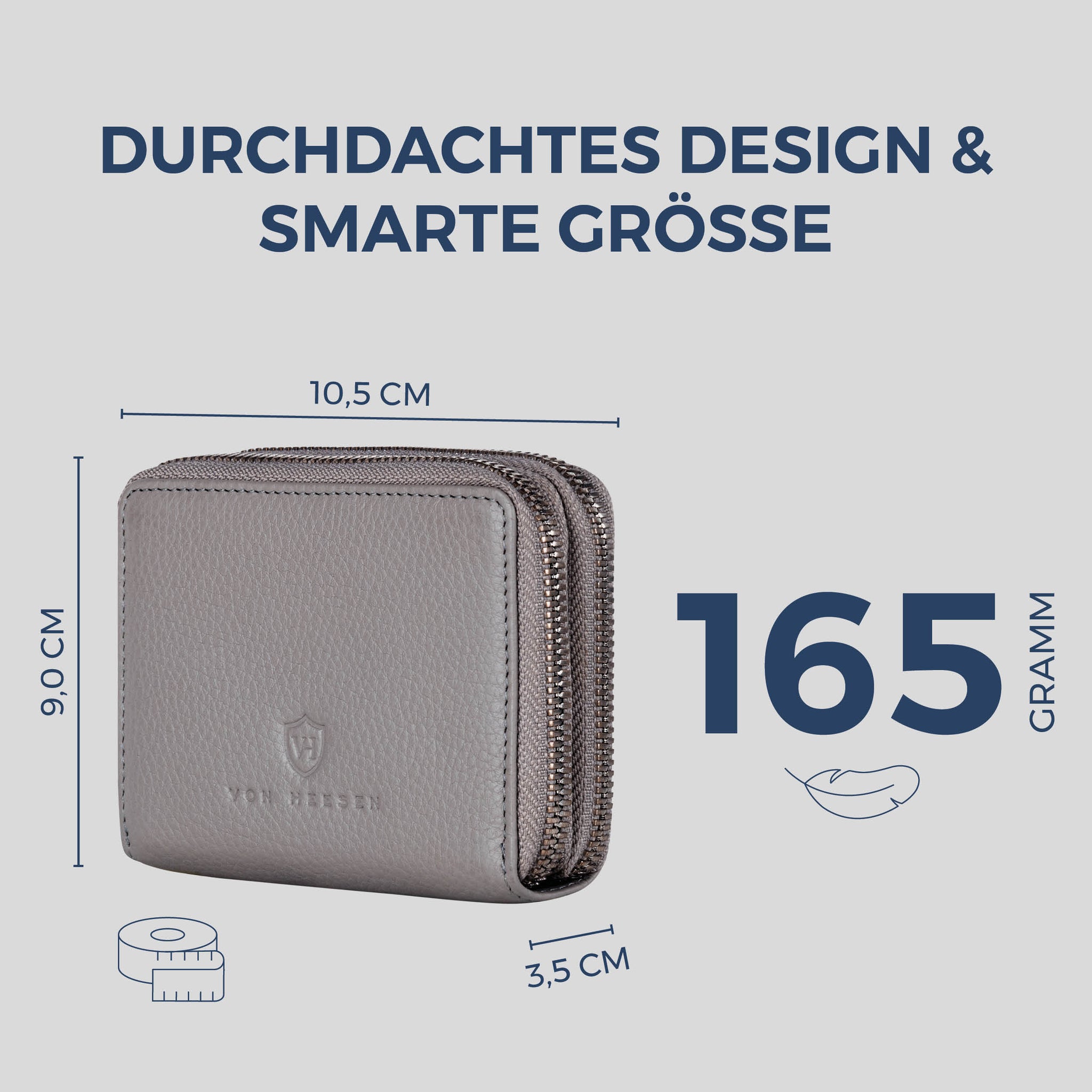 Mini-Geldbörse mit RFID-Schutz und 2 Hauptfächern (Genarbt)