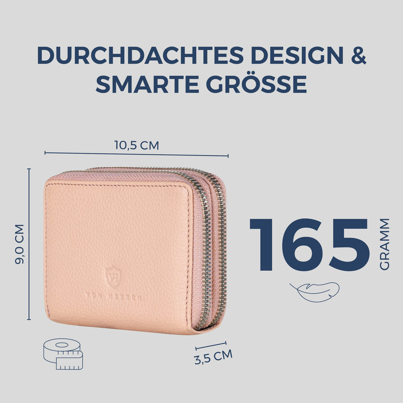 Mini-Geldbörse mit RFID-Schutz und 2 Hauptfächern (Genarbt)