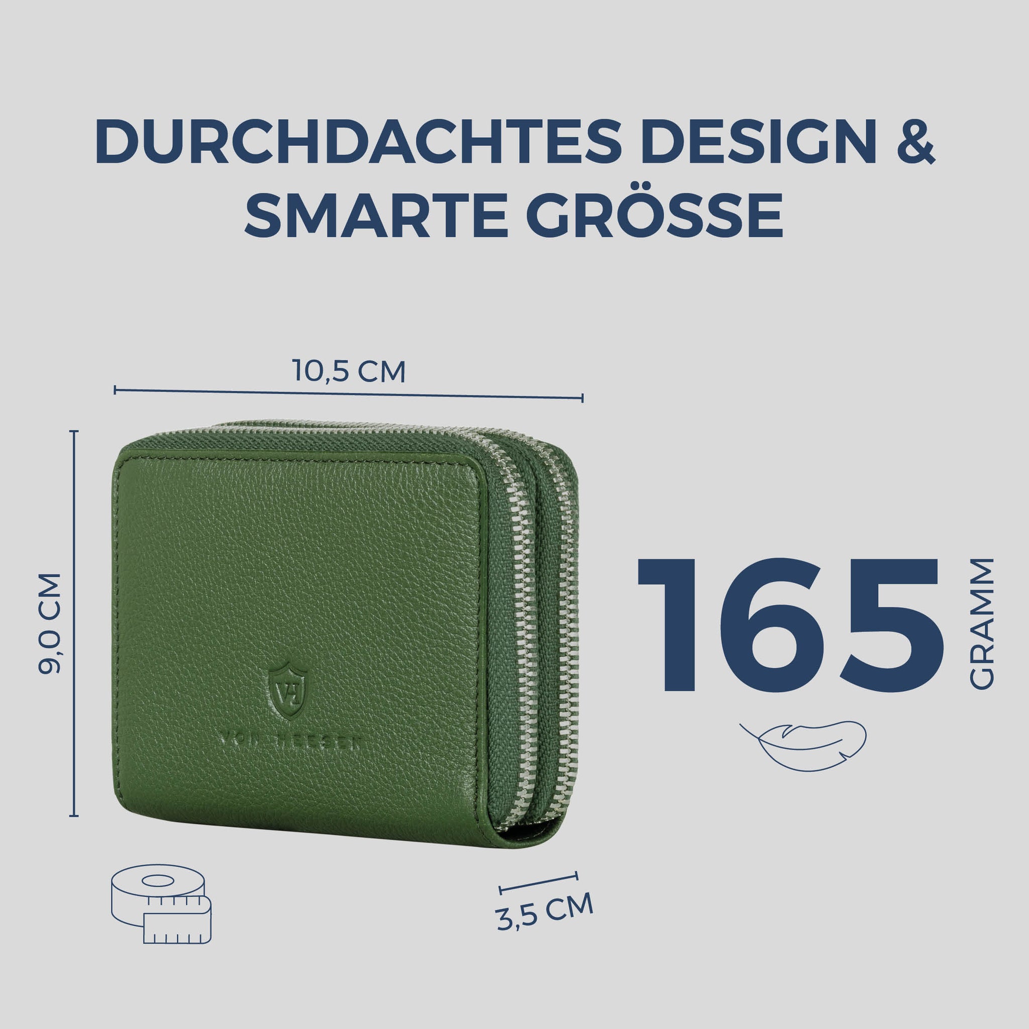 Mini-Geldbörse mit RFID-Schutz und 2 Hauptfächern (Genarbt)