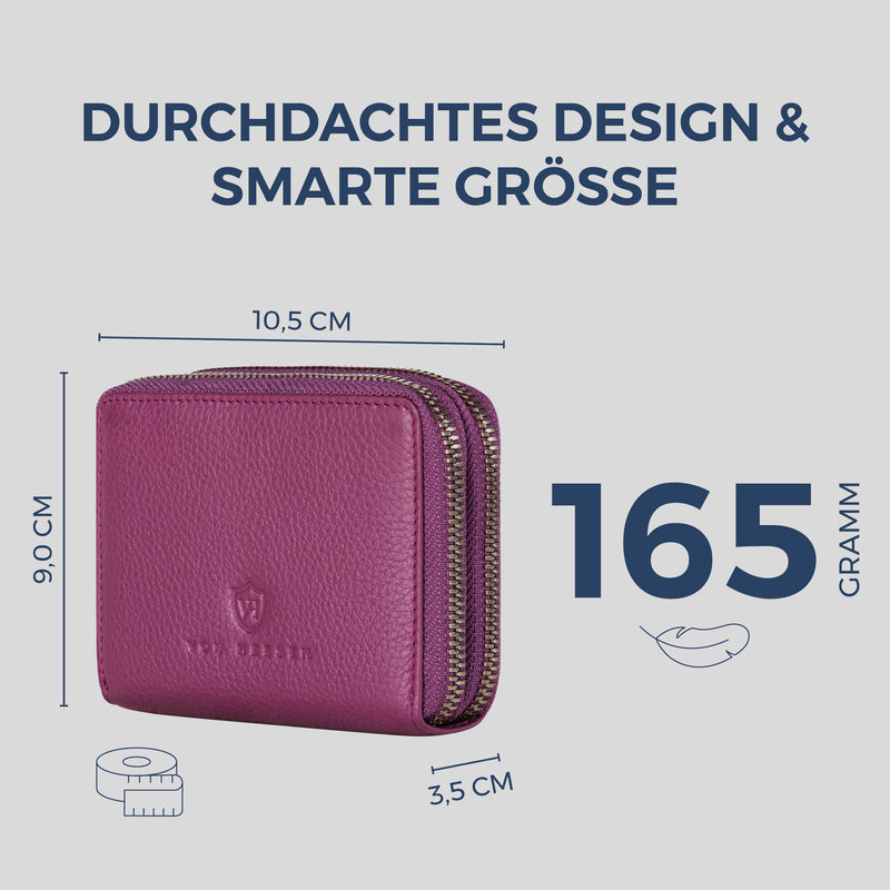 Mini-Geldbörse mit RFID-Schutz und 2 Hauptfächern (Genarbt)