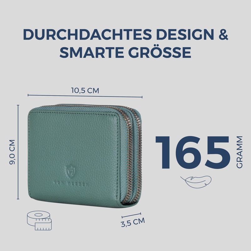 Mini-Geldbörse mit RFID-Schutz und 2 Hauptfächern (Genarbt)