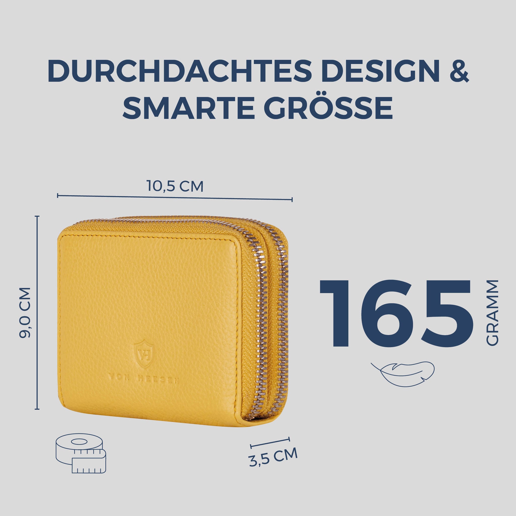 Mini-Geldbörse mit RFID-Schutz und 2 Hauptfächern (Genarbt)