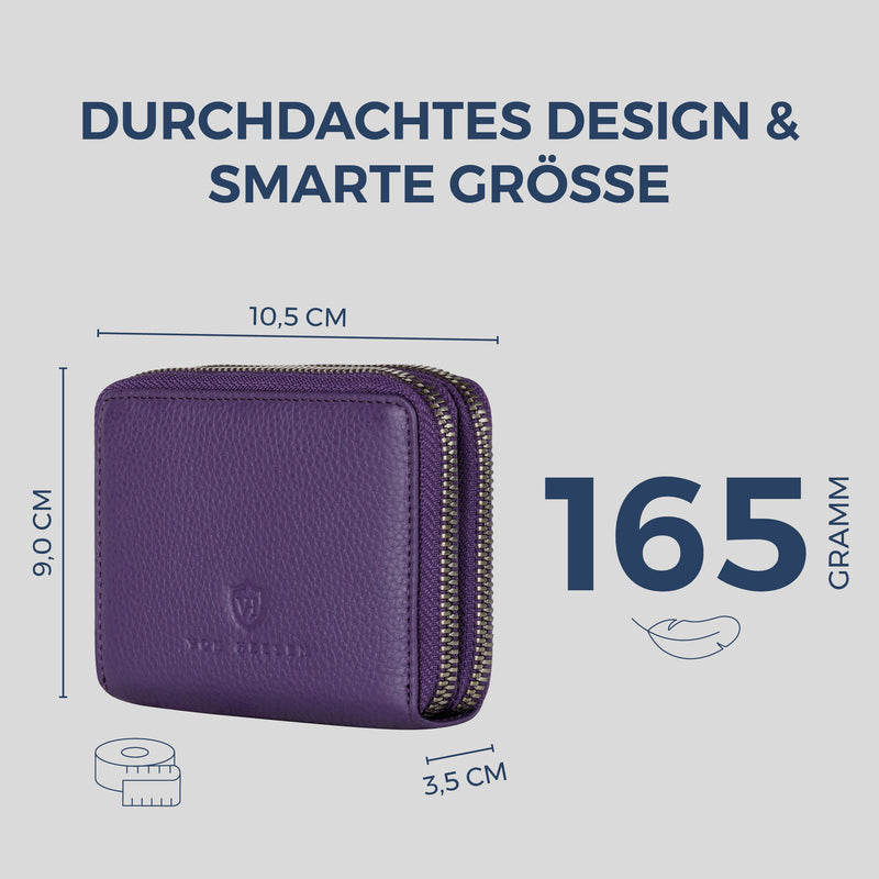 Mini-Geldbörse mit RFID-Schutz und 2 Hauptfächern (Genarbt)