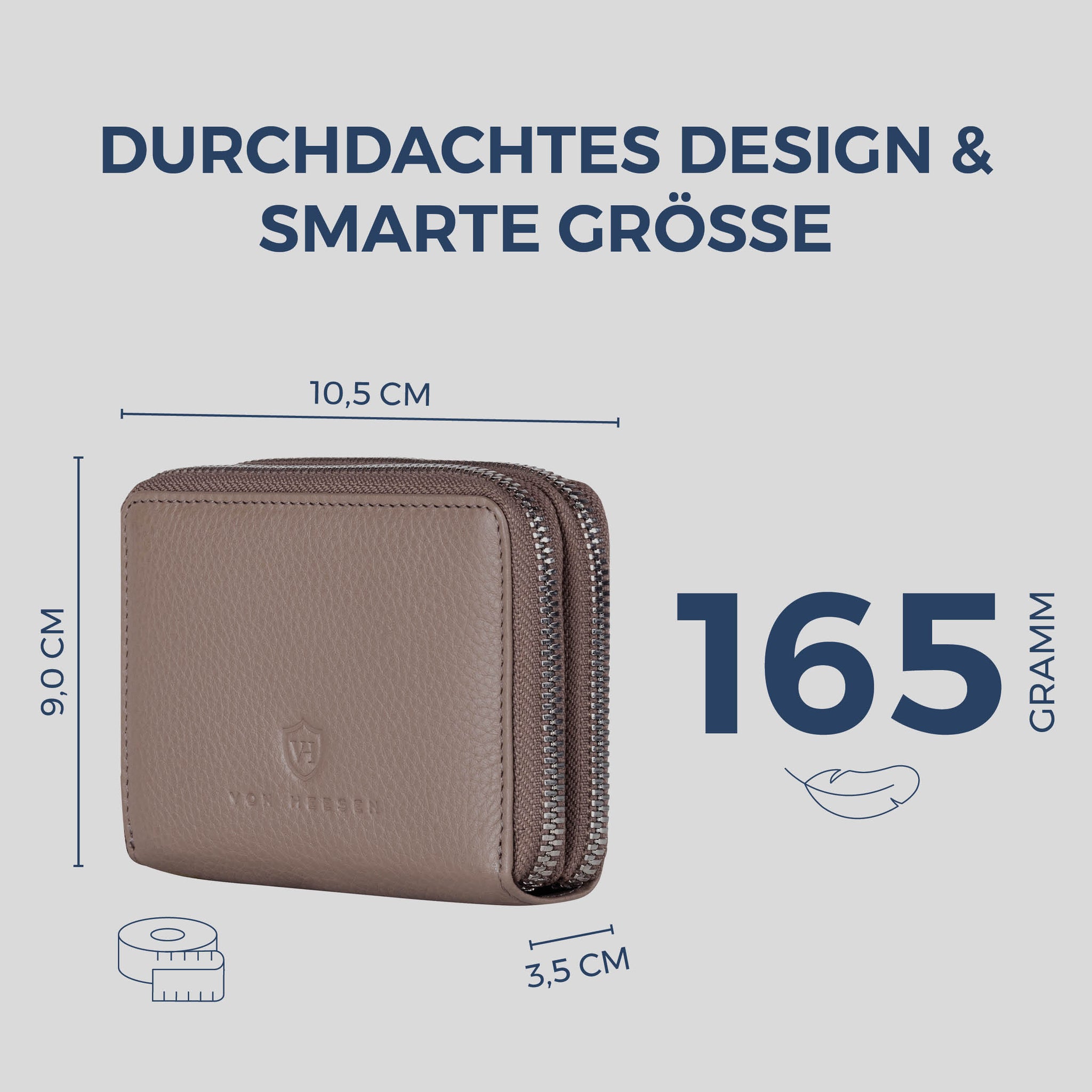 Mini-Geldbörse mit RFID-Schutz und 2 Hauptfächern (Genarbt)