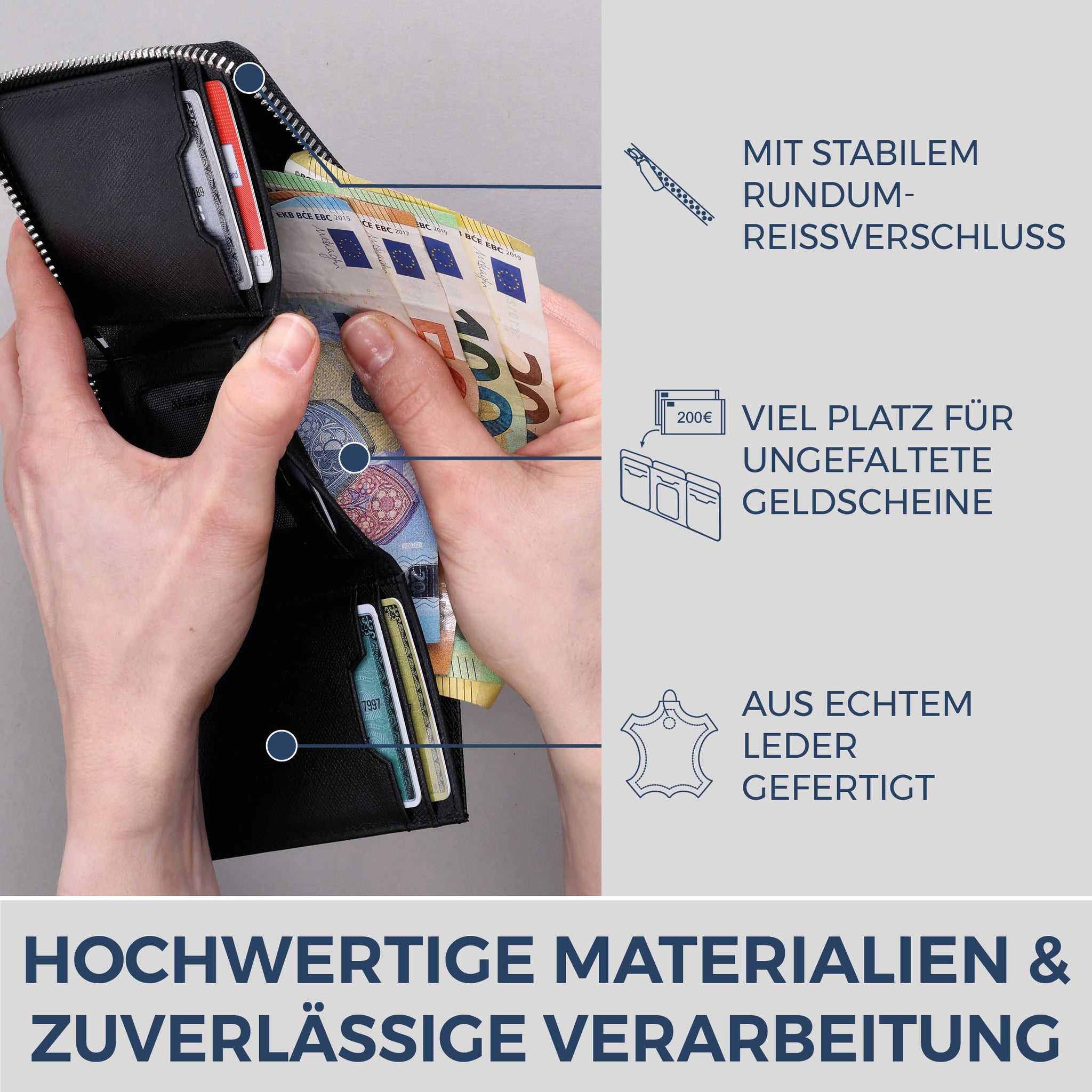 Mini-Geldbörse mit RFID-Schutz und 2 Hauptfächern (Saffiano)