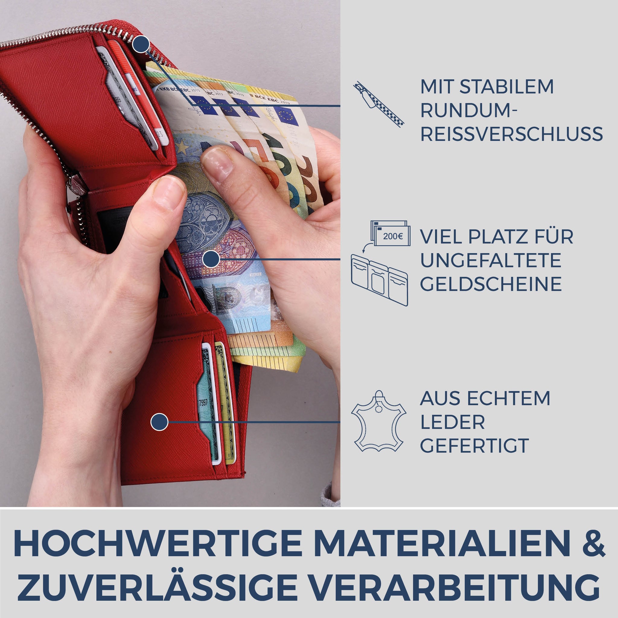 Mini-Geldbörse mit RFID-Schutz und 2 Hauptfächern (Saffiano)