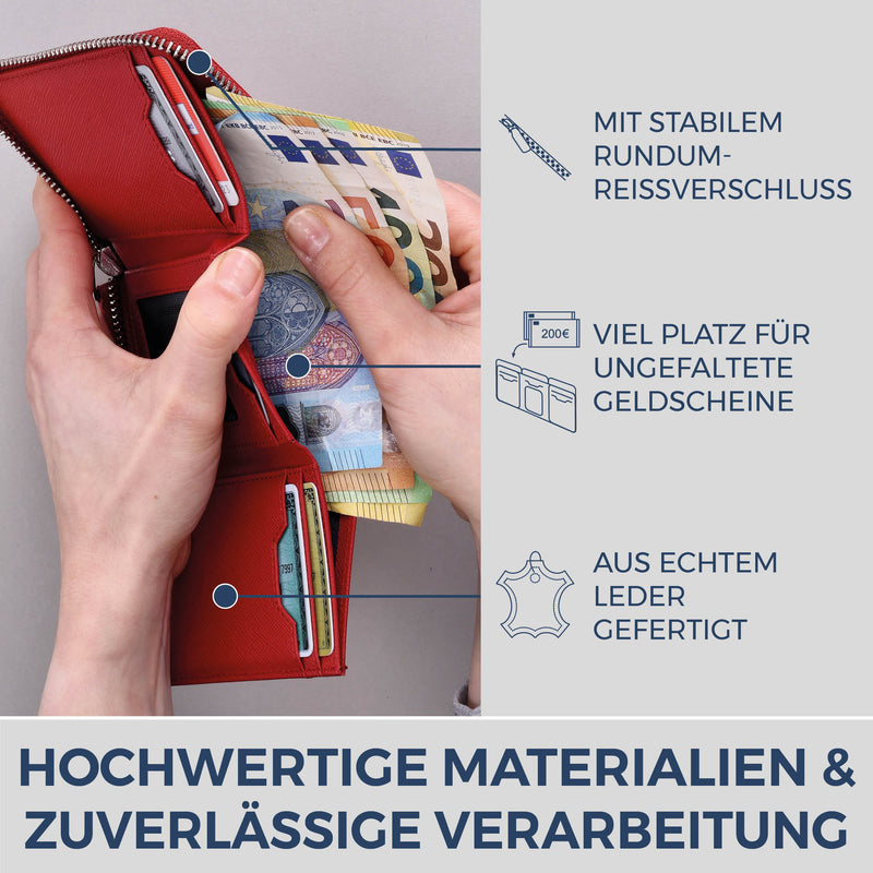 Mini-Geldbörse mit RFID-Schutz und 2 Hauptfächern (Saffiano)