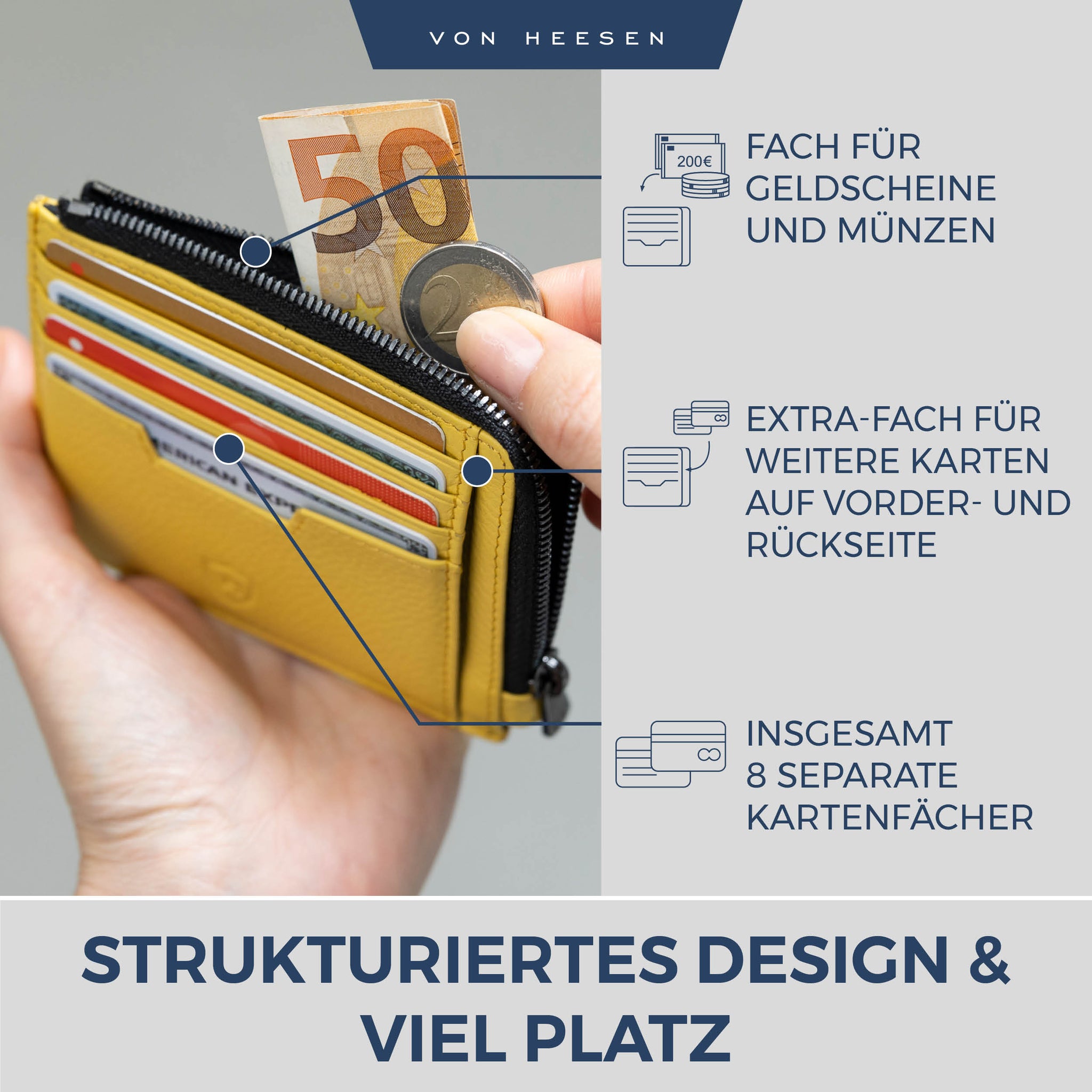 Kartenetui mit RFID-Schutz & 10 Kartenfächer (Genarbt)