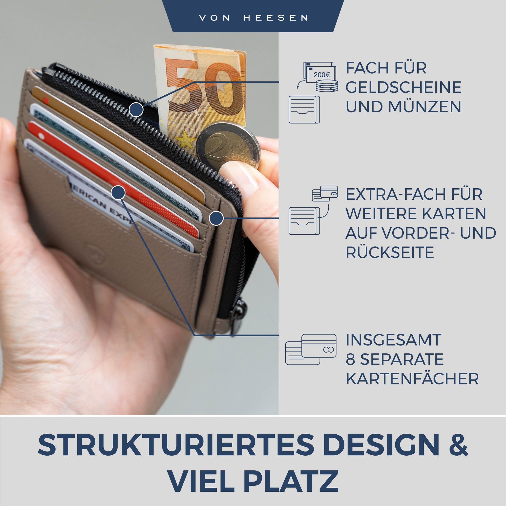 Kartenetui mit RFID-Schutz & 10 Kartenfächer (Genarbt)