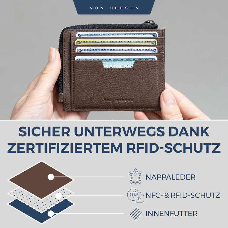 Kartenetui mit RFID-Schutz & 10 Kartenfächer (Genarbt)