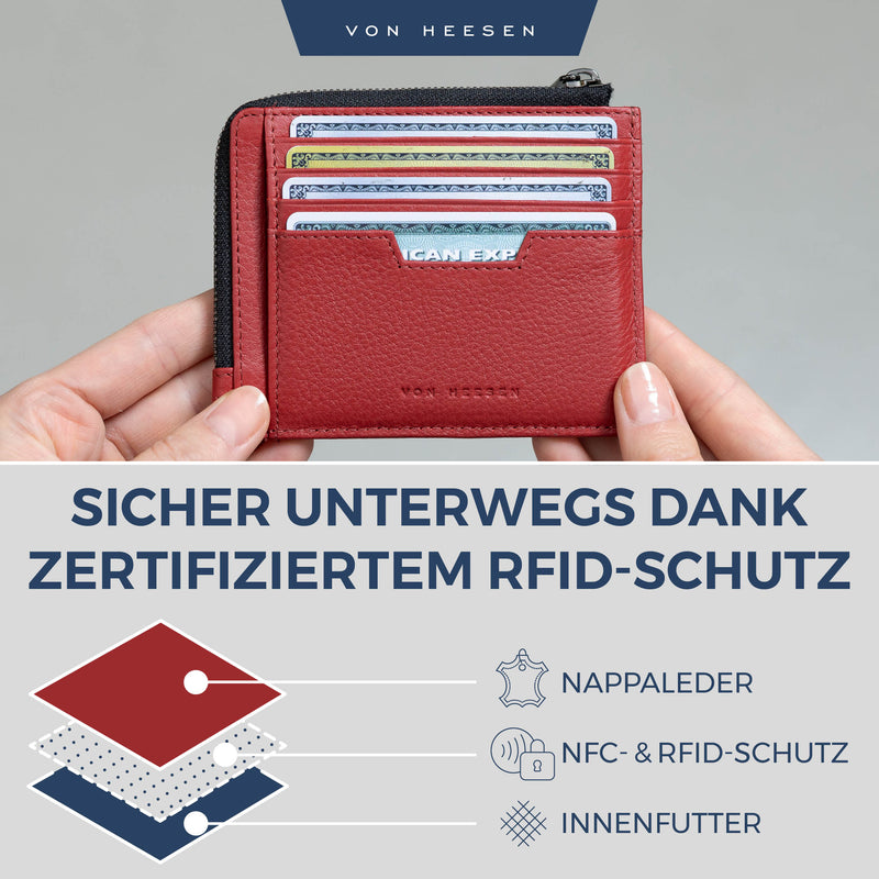 Kartenetui mit RFID-Schutz & 10 Kartenfächer (Genarbt)