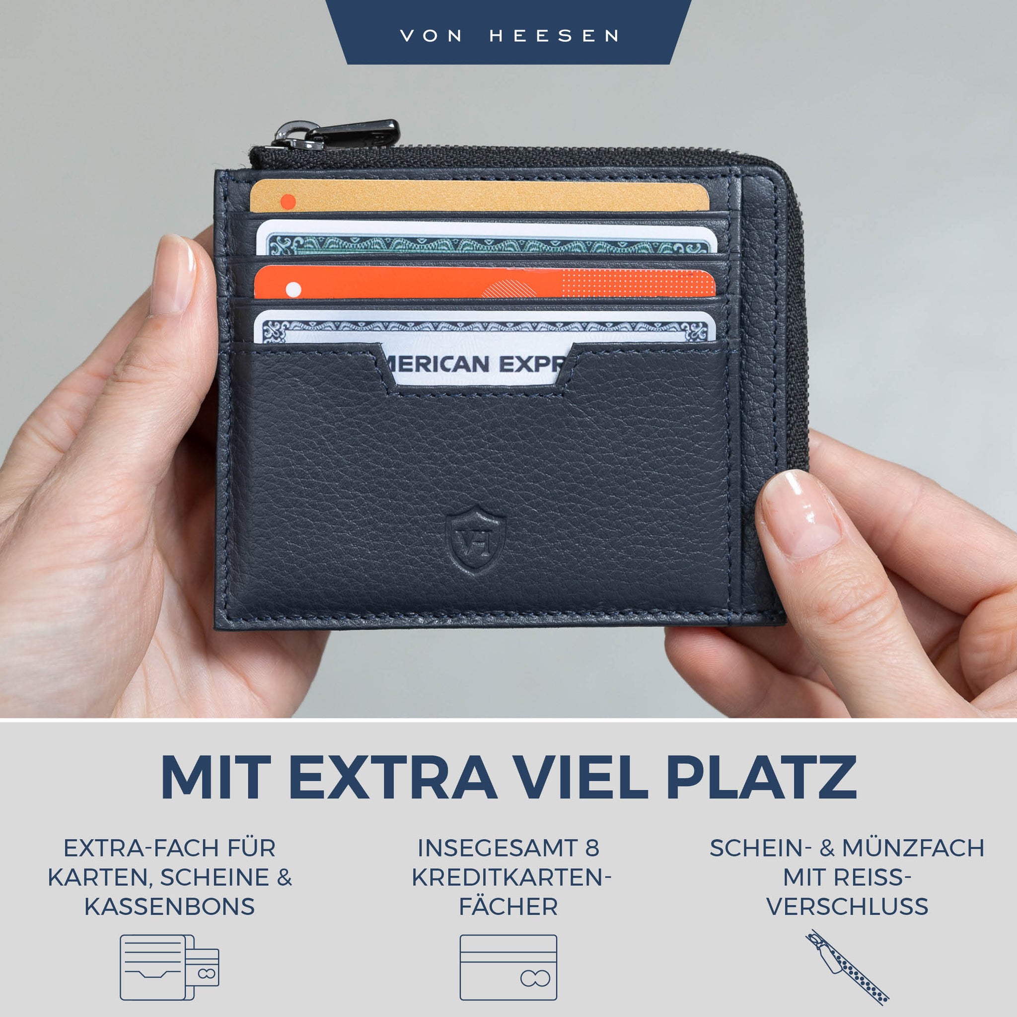 Kartenetui mit RFID-Schutz & 10 Kartenfächer (Genarbt)