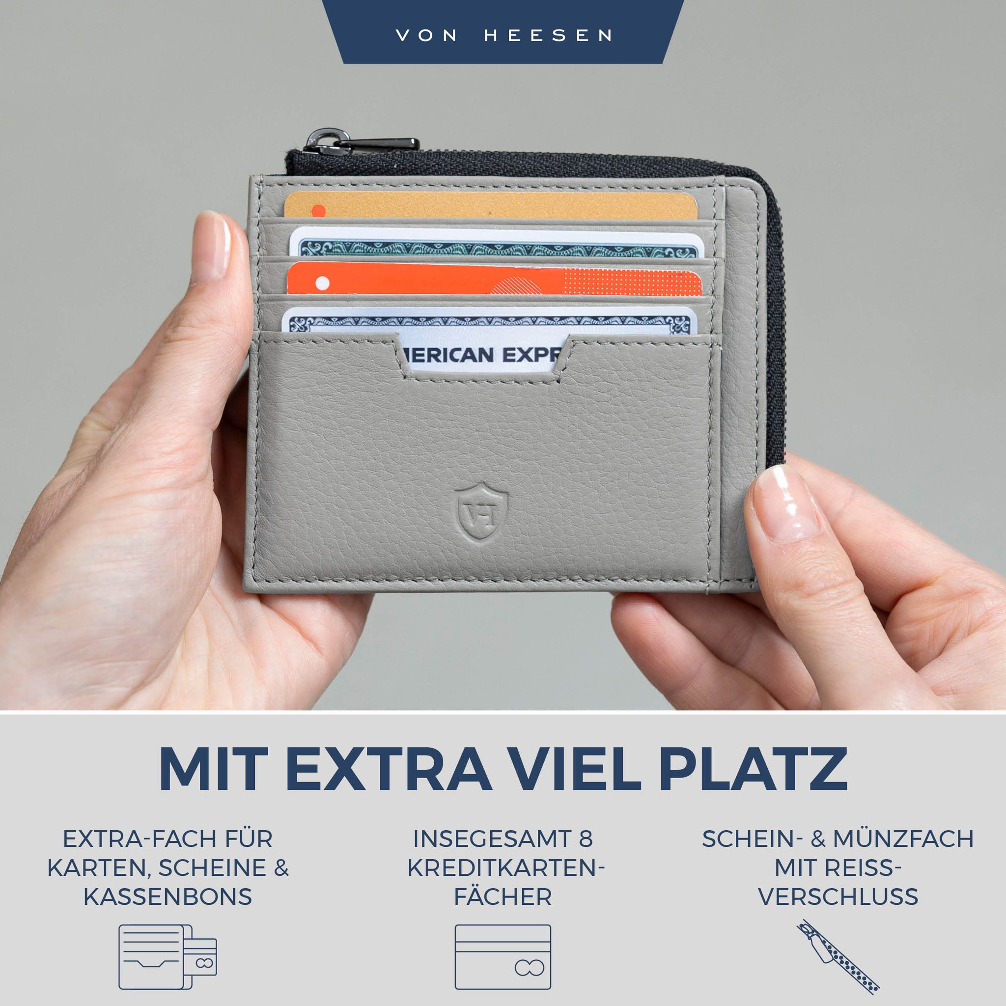 Kartenetui mit RFID-Schutz & 10 Kartenfächer (Genarbt)