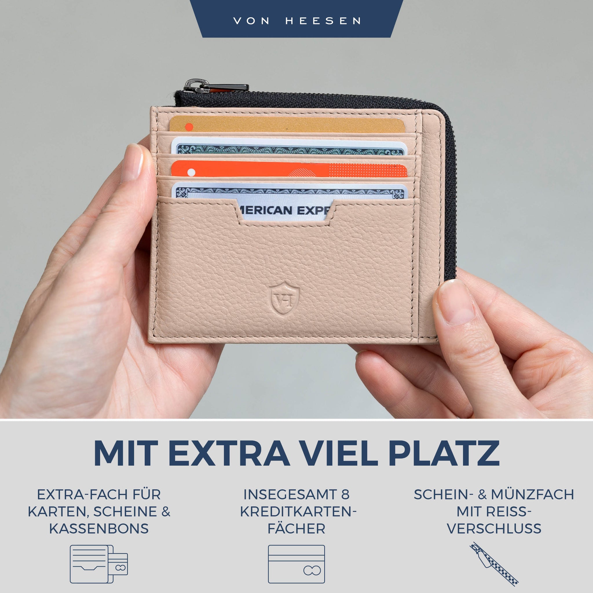 Kartenetui mit RFID-Schutz & 10 Kartenfächer (Genarbt)