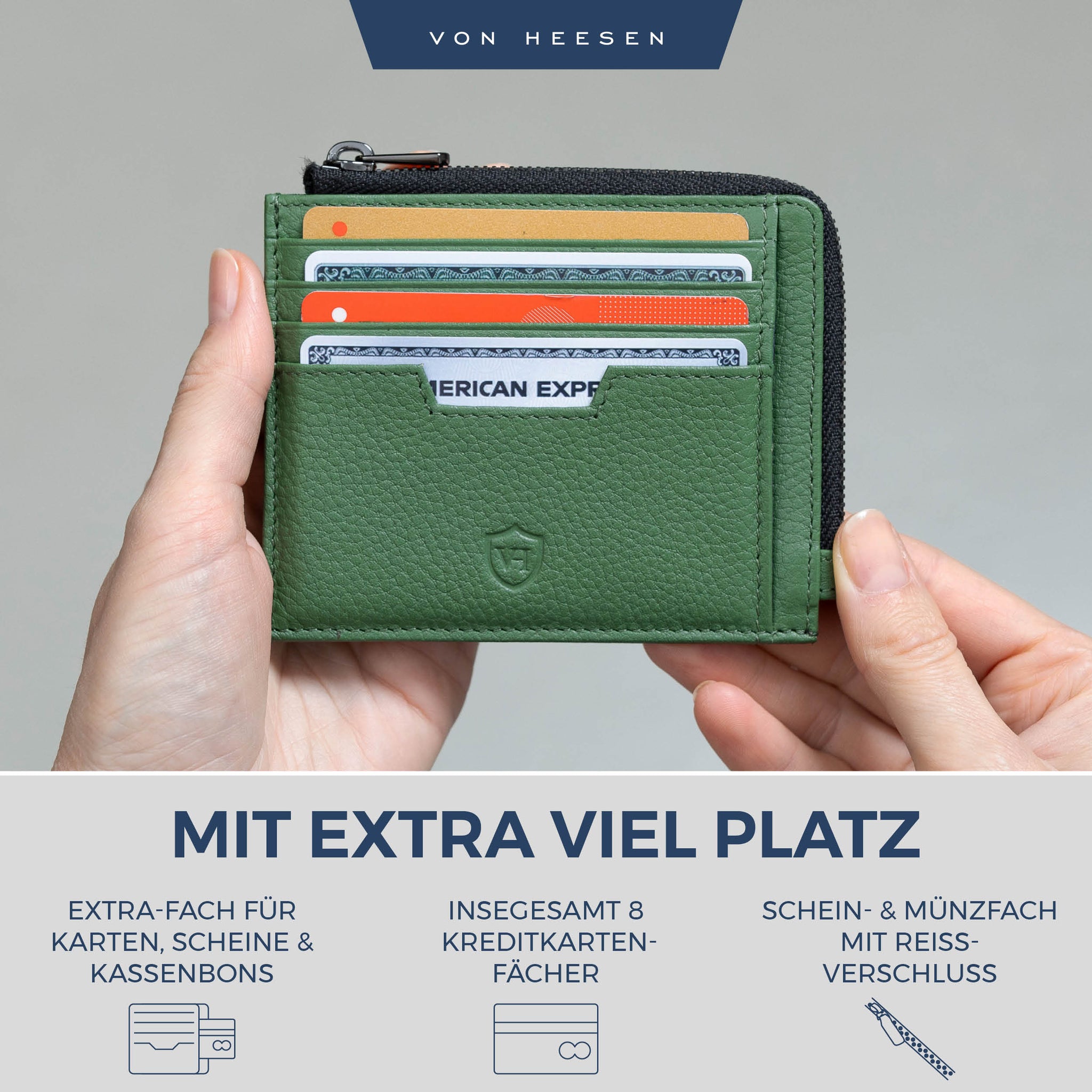 Kartenetui mit RFID-Schutz & 10 Kartenfächer (Genarbt)