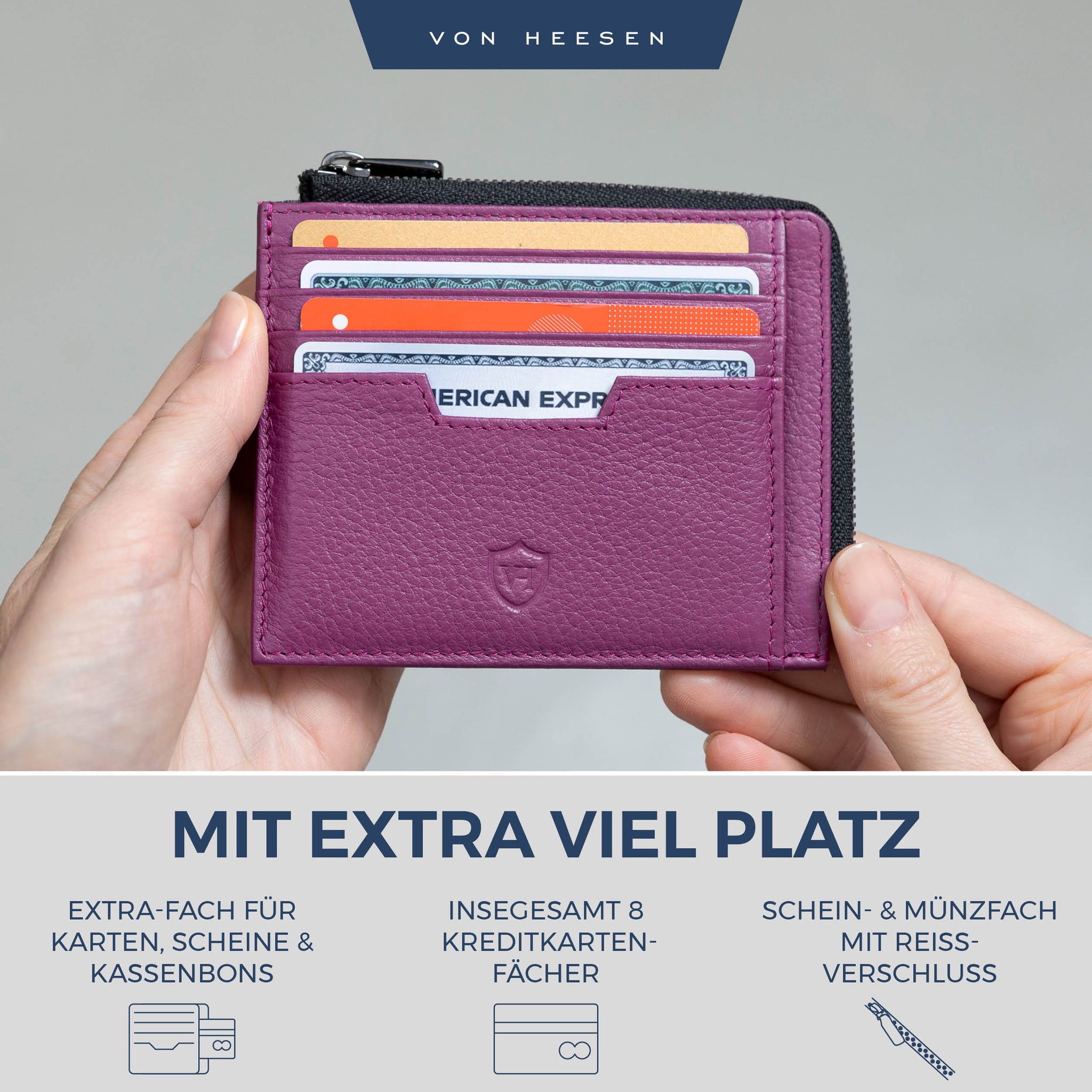 Kartenetui mit RFID-Schutz & 10 Kartenfächer (Genarbt)