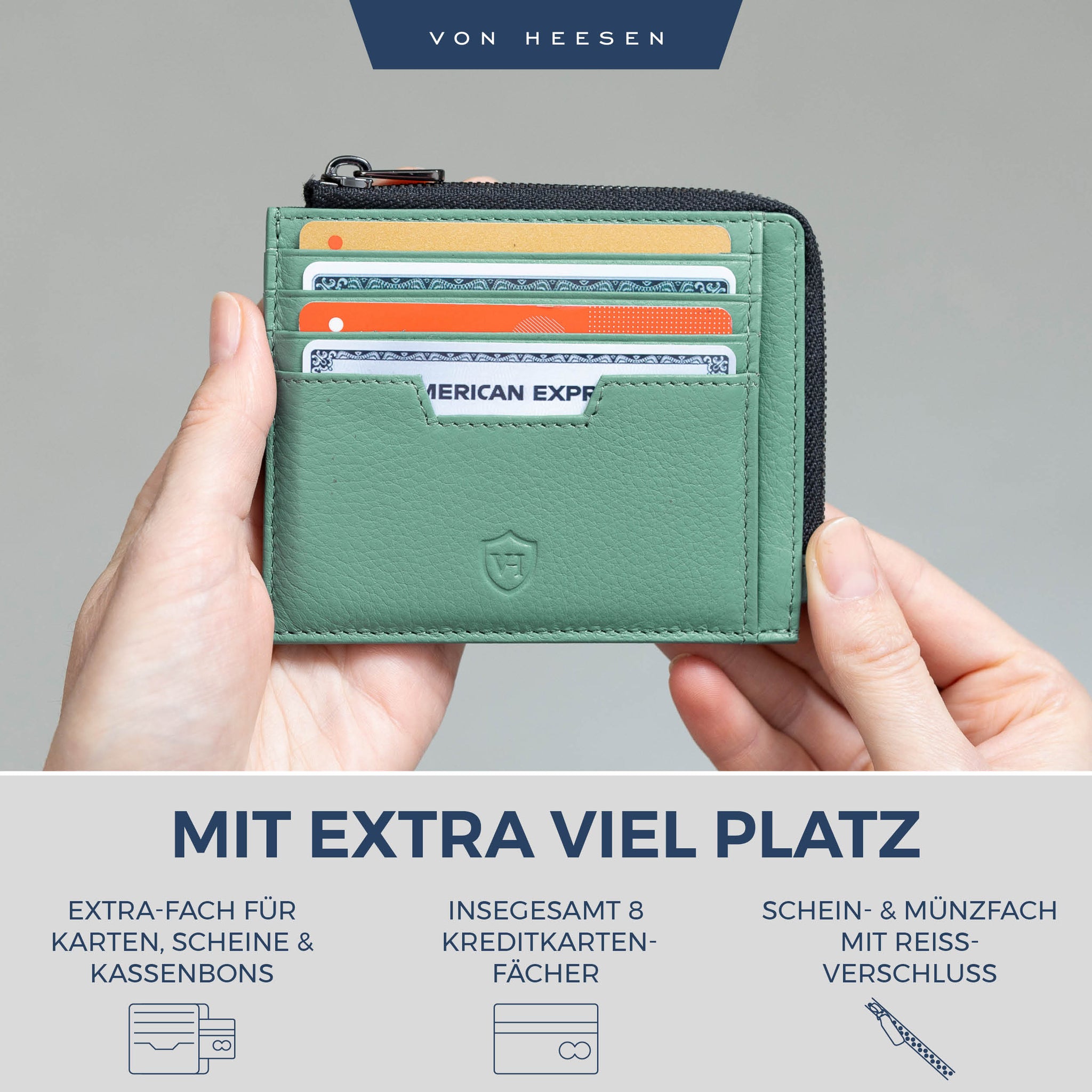 Kartenetui mit RFID-Schutz & 10 Kartenfächer (Genarbt)