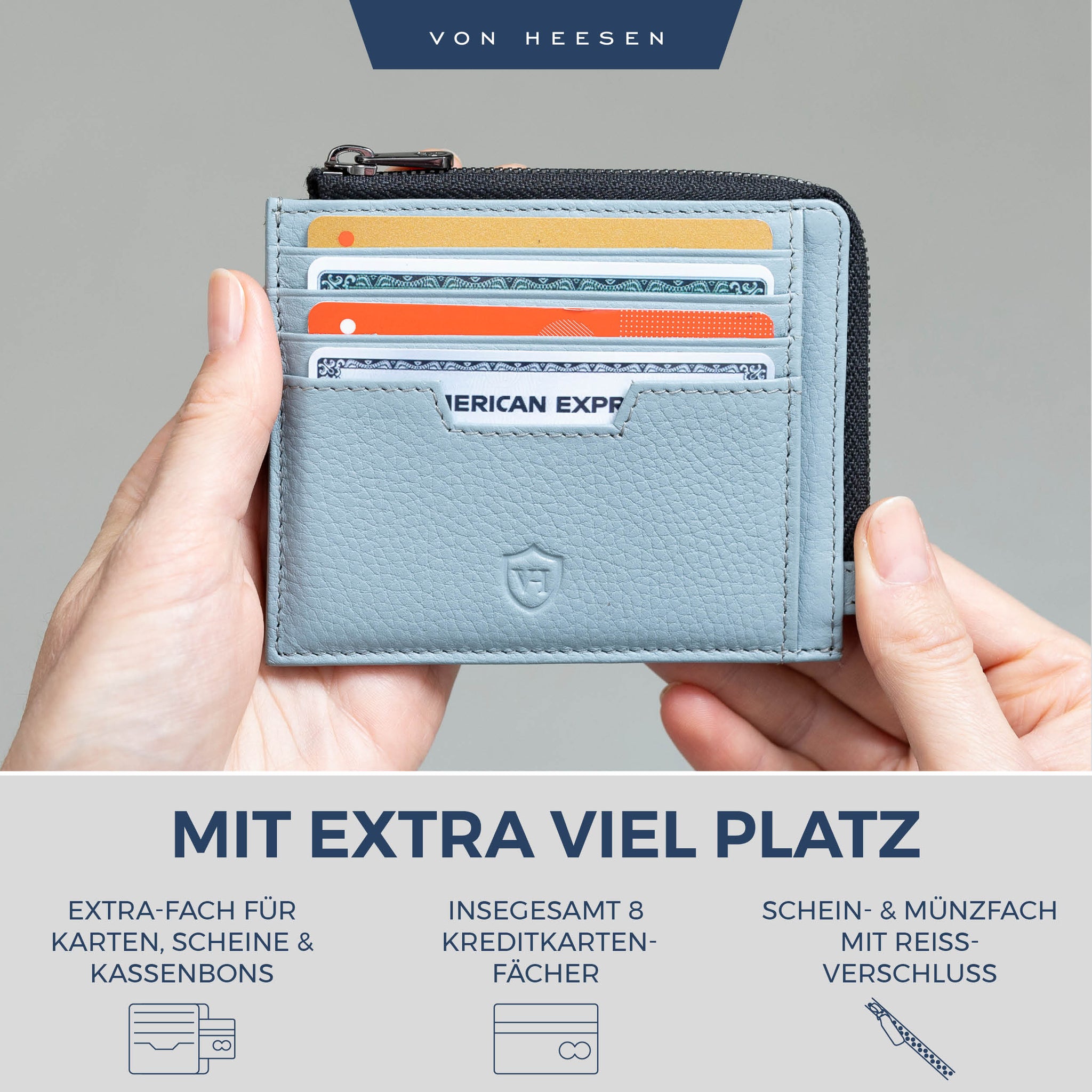Kartenetui mit RFID-Schutz & 10 Kartenfächer (Genarbt)
