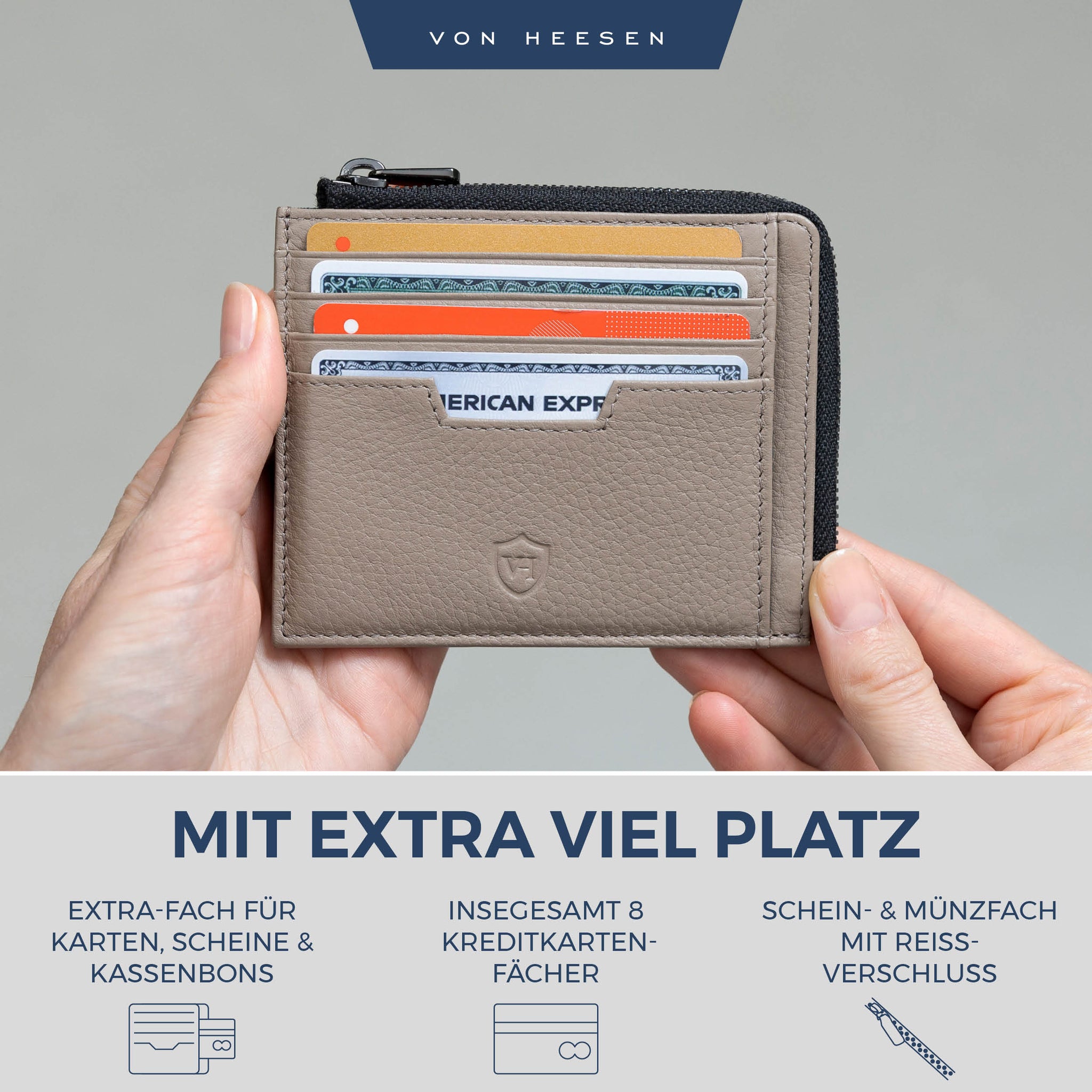 Kartenetui mit RFID-Schutz & 10 Kartenfächer (Genarbt)