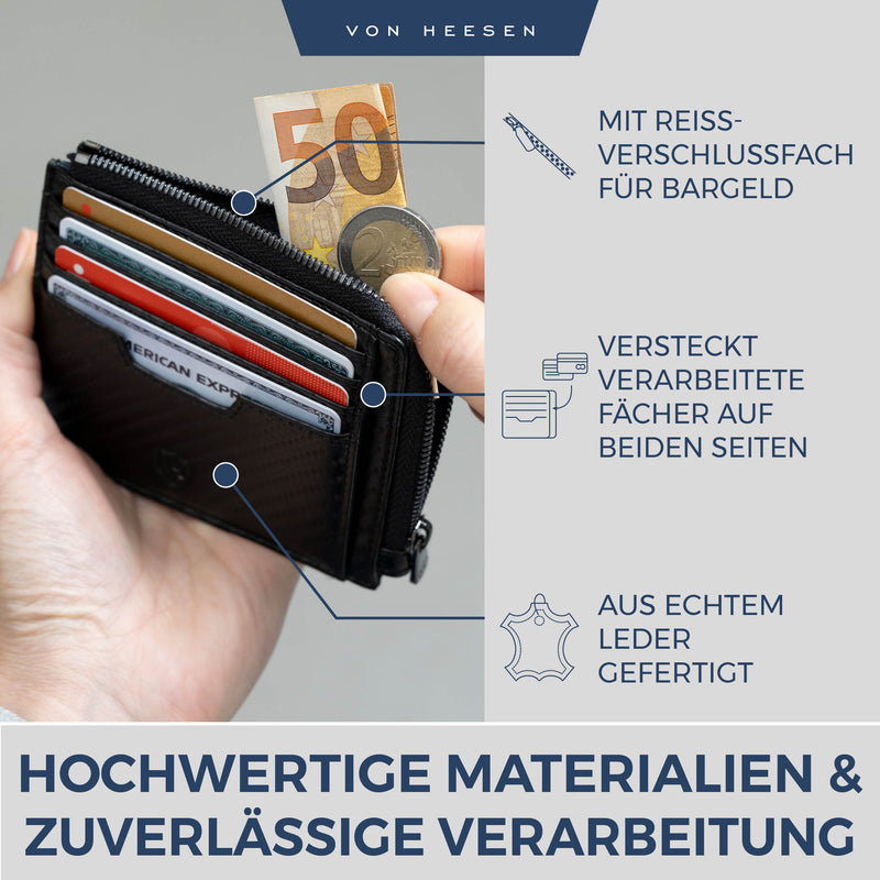 Kartenetui mit RFID-Schutz & 10 Kartenfächer (Genarbt)