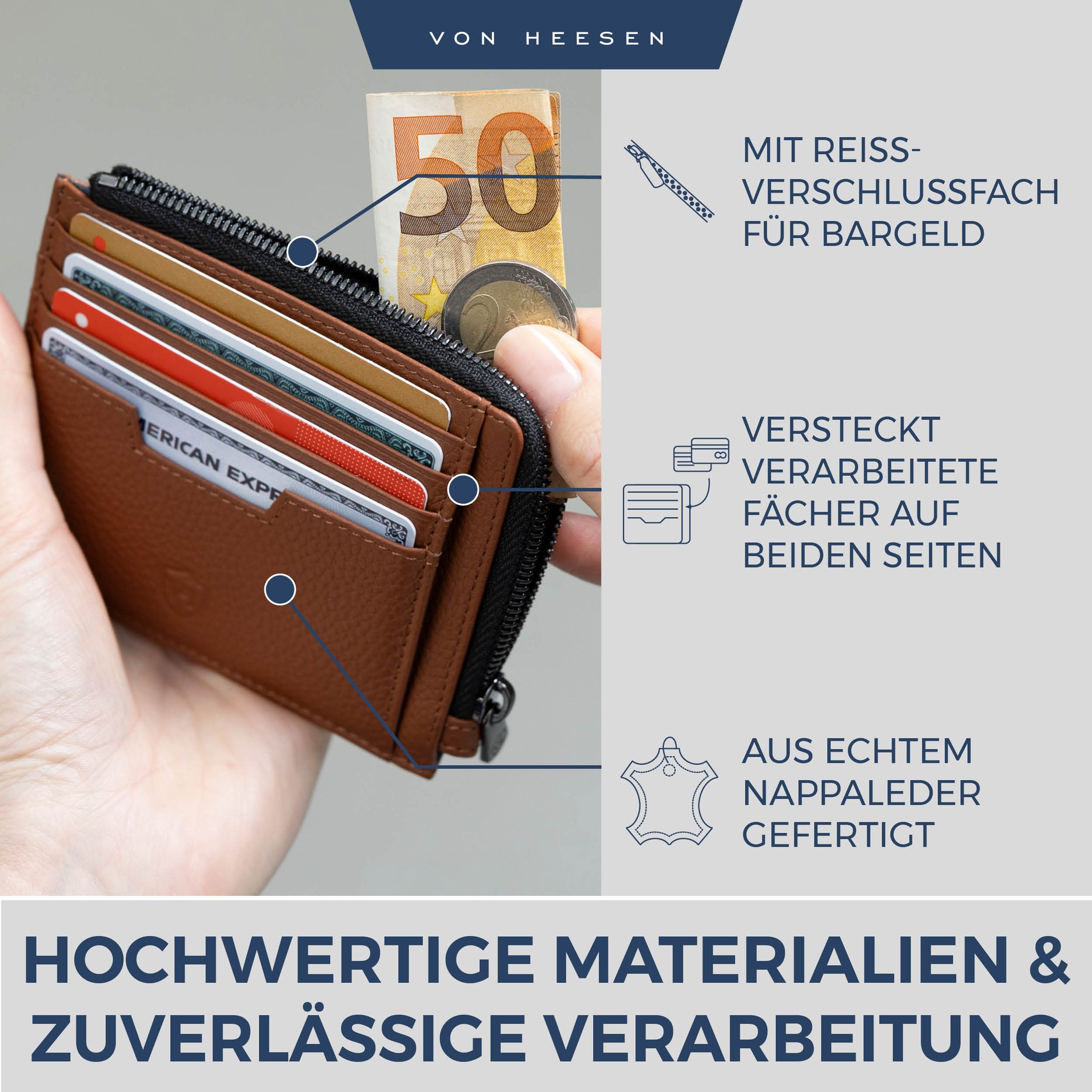 Kartenetui mit RFID-Schutz & 10 Kartenfächer (Genarbt)