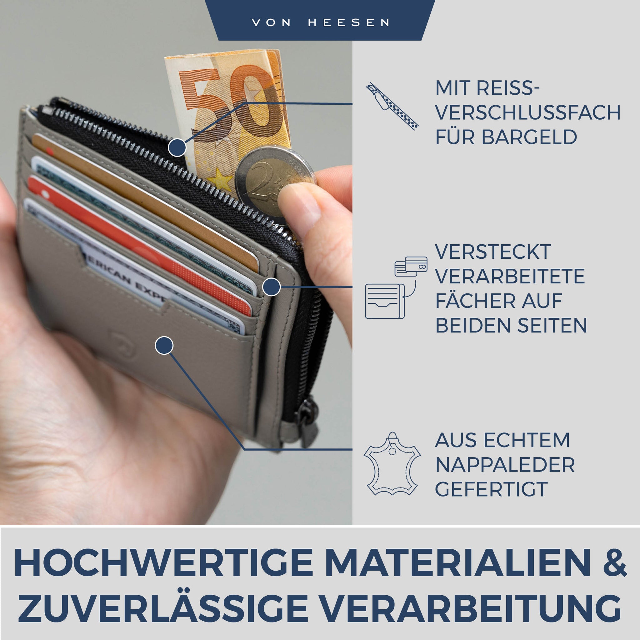 Kartenetui mit RFID-Schutz & 10 Kartenfächer (Genarbt)