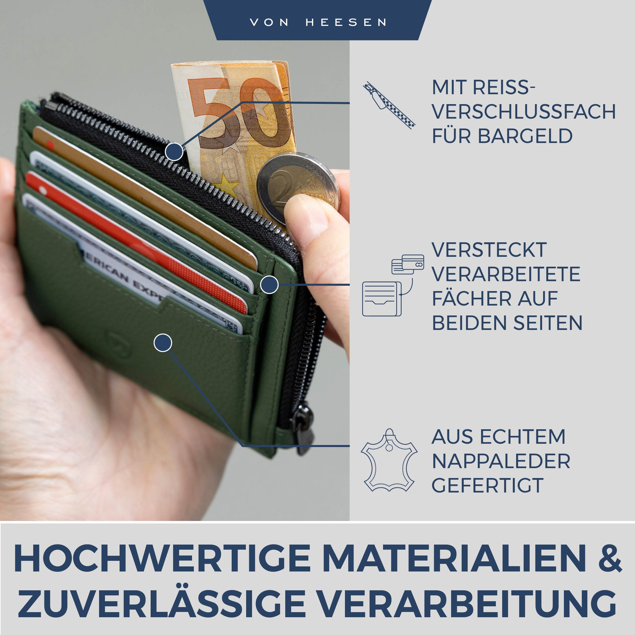 Kartenetui mit RFID-Schutz & 10 Kartenfächer (Genarbt)