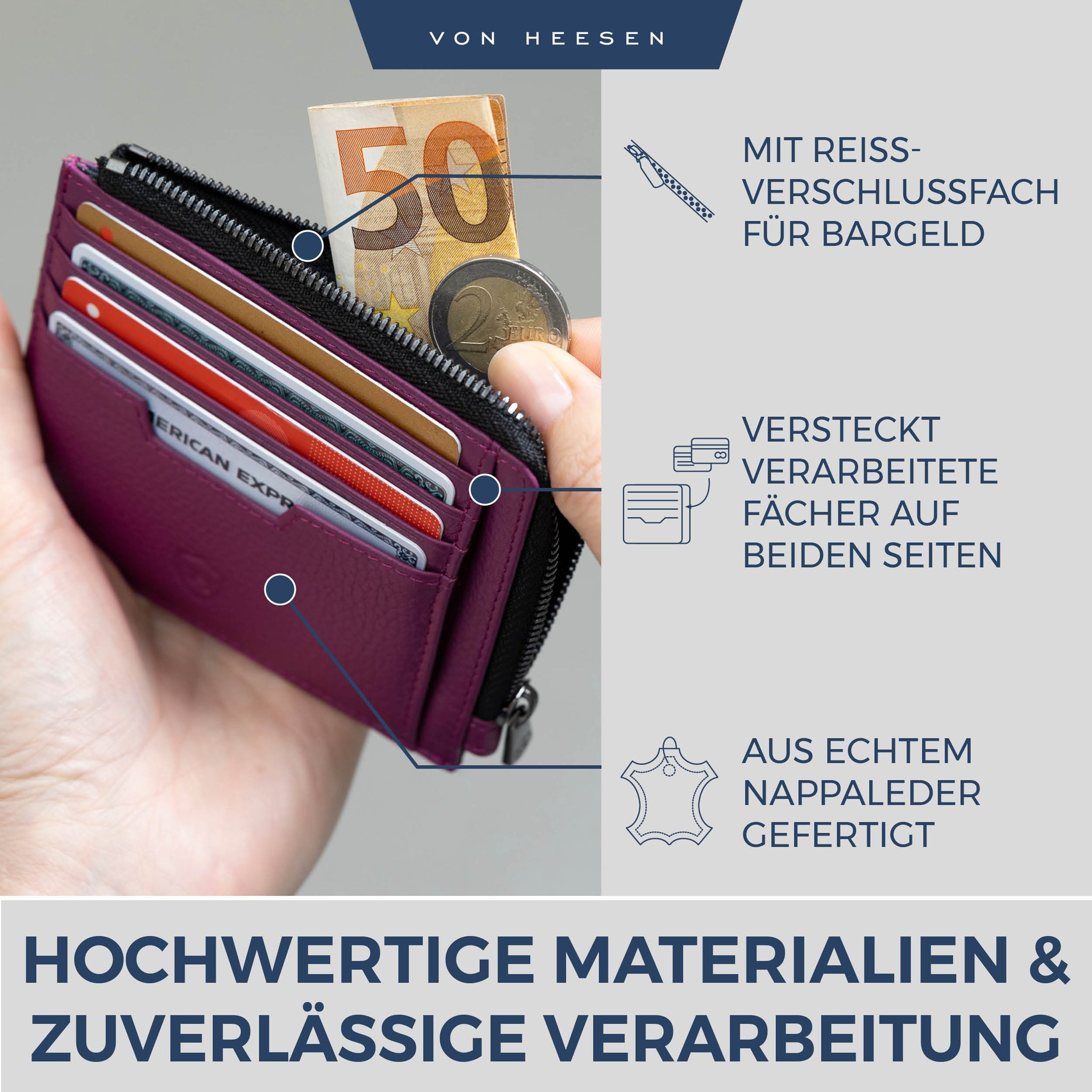 Kartenetui mit RFID-Schutz & 10 Kartenfächer (Genarbt)