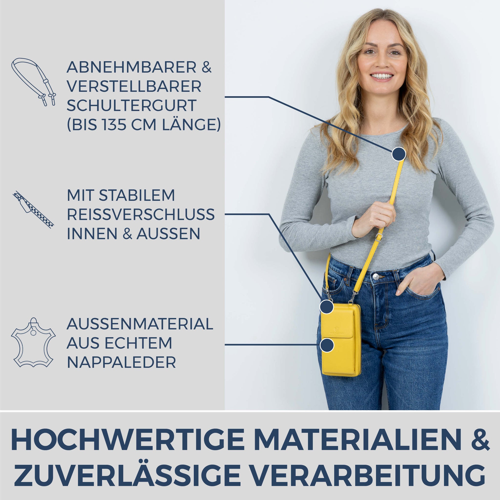 Geldbörse mit Handyfach, RFID-Schutz & 18 Kartenfächer (Genarbt)