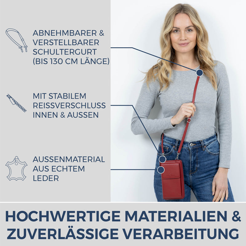 Geldbörse mit Handyfach, RFID-Schutz & 18 Kartenfächer (Saffiano)