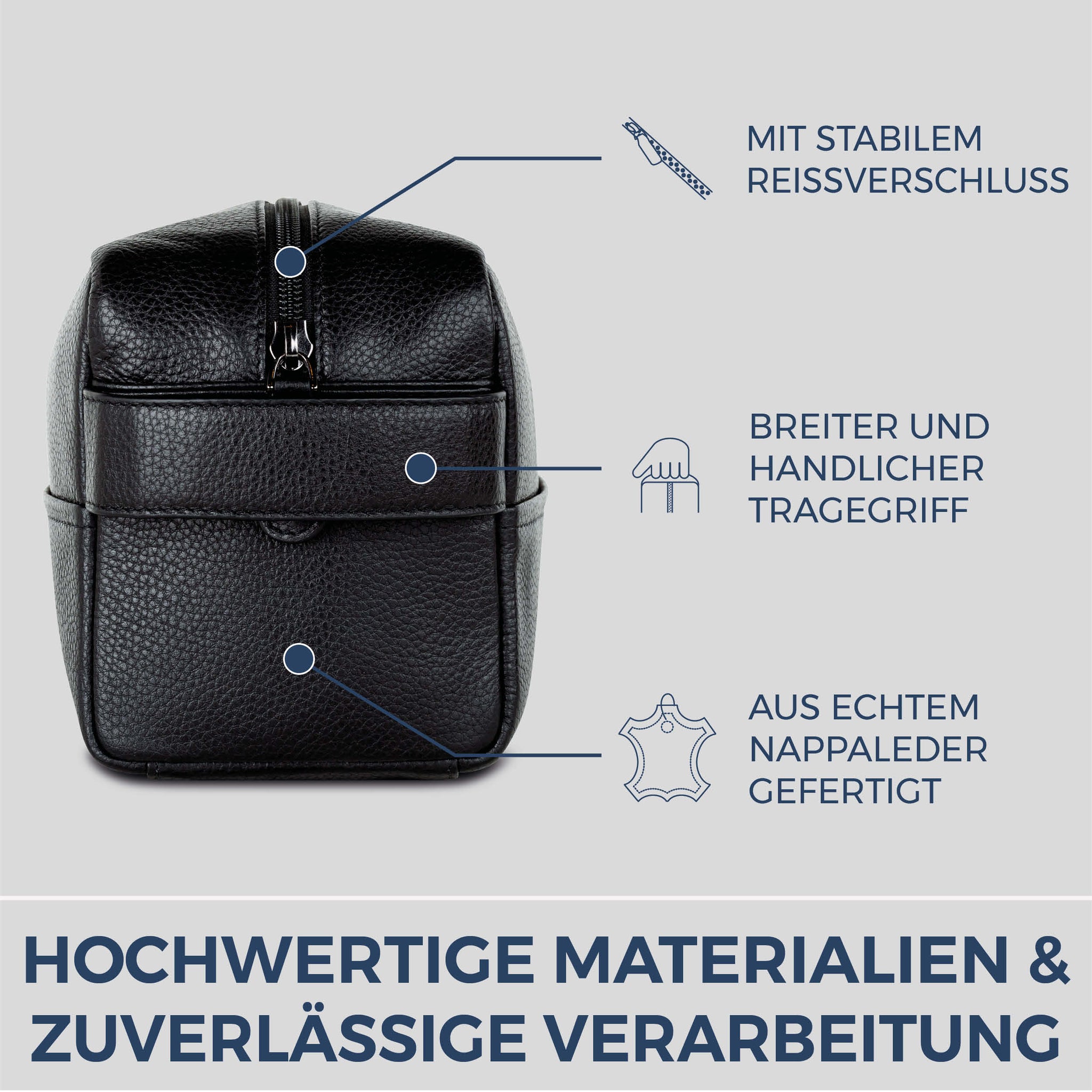 Kulturbeutel mit 1 Hauptfach (Genarbt)