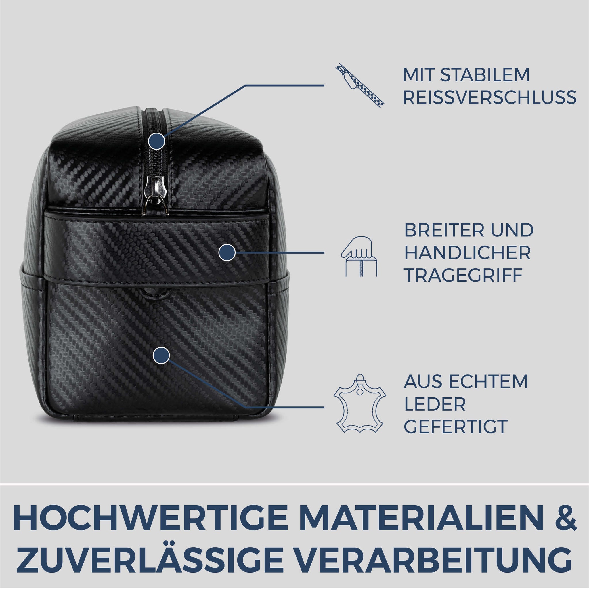 Kulturbeutel mit 1 Hauptfach (Carbon)