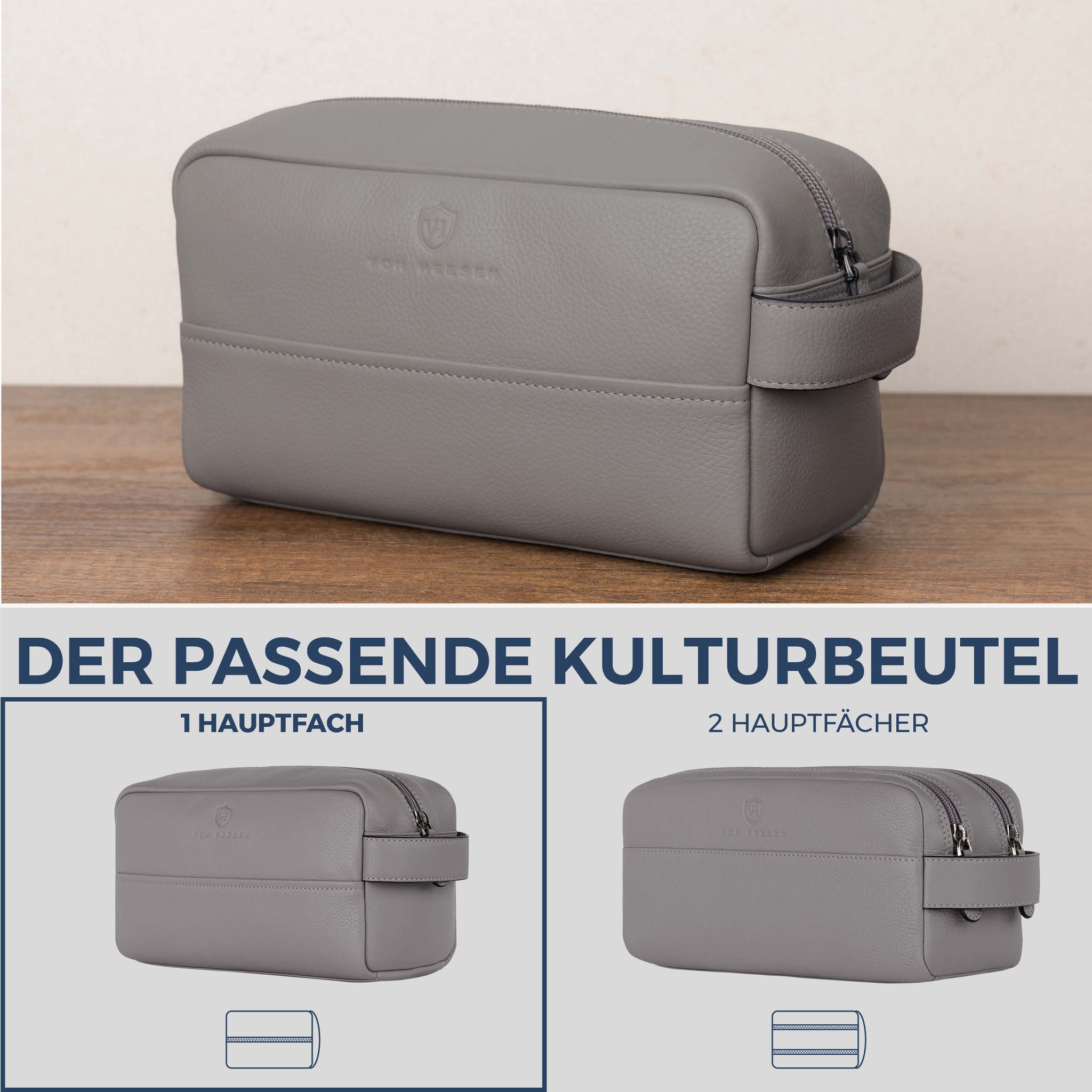 Kulturbeutel mit 1 Hauptfach (Genarbt)