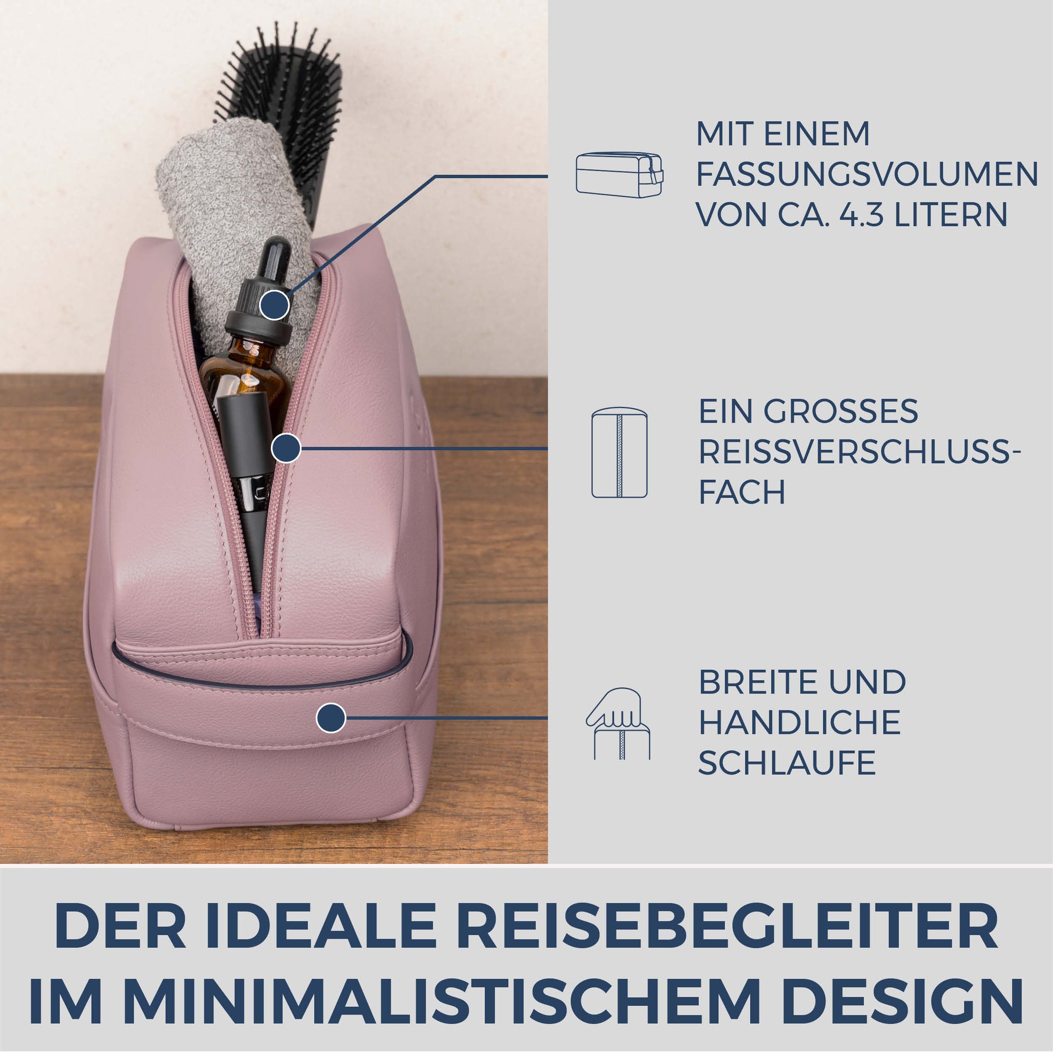 Kulturbeutel mit 1 Hauptfach (Genarbt)